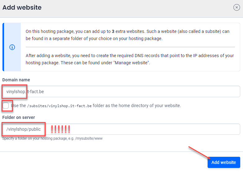 Config subdomain