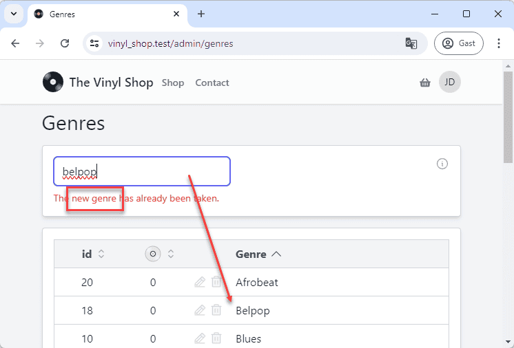 Default validation message