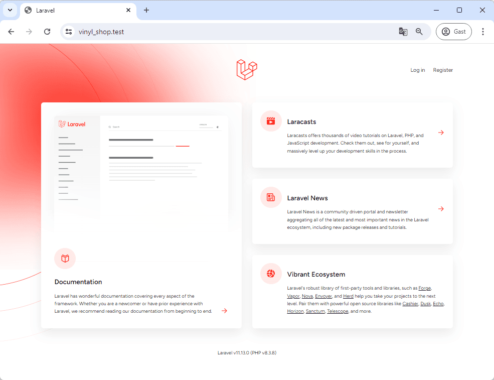 Laravel home page