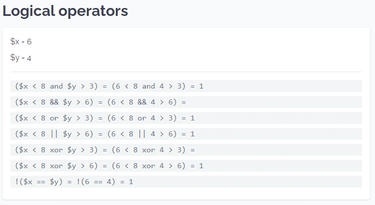 Logical operators