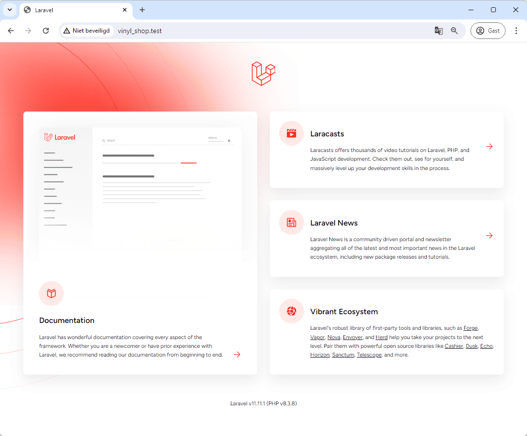 Laravel welcome page