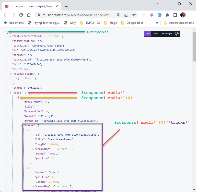 Tracks from API response