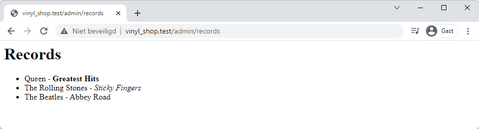 Vinyl Shop records view without XSS prevention